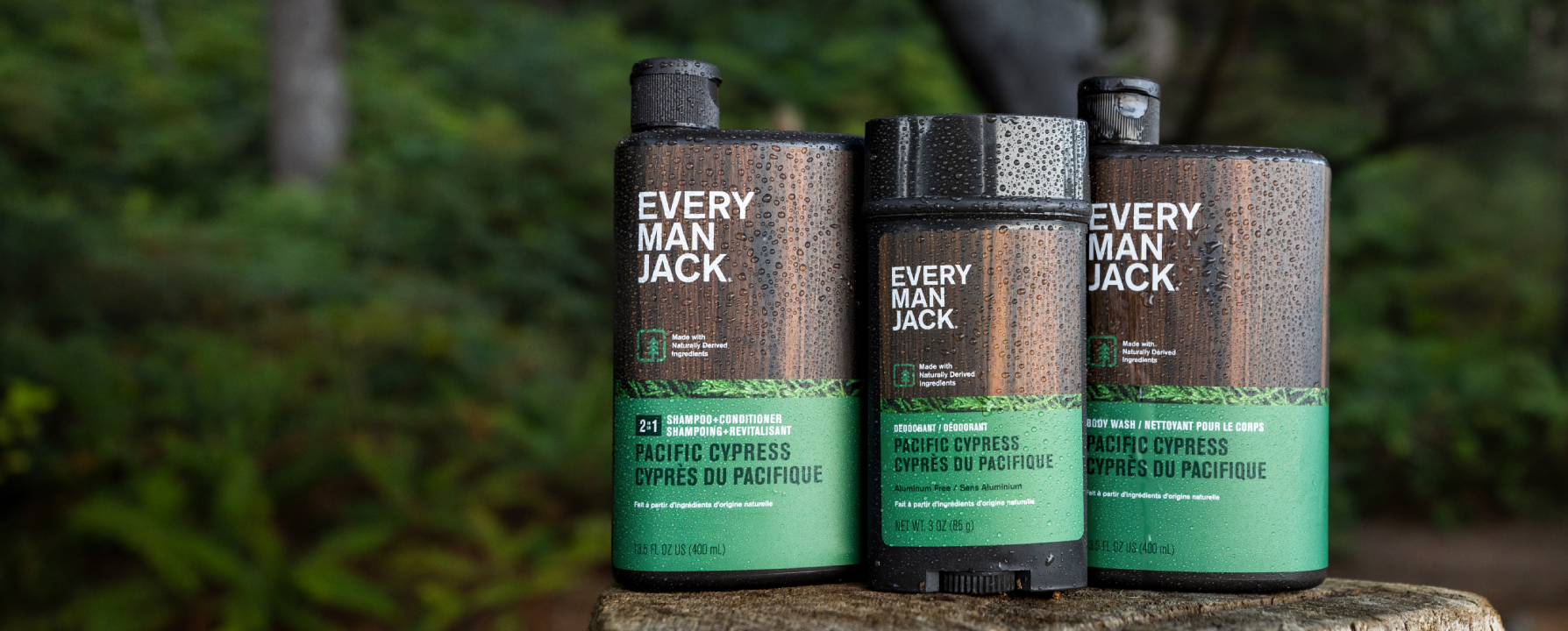 Every Man Jack products in a haunted Halloween forest